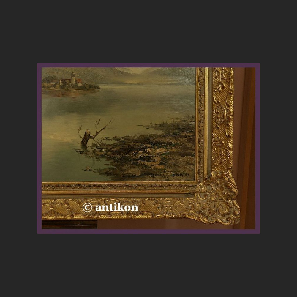 Obraz olejny na desce Widok na jezioro Obraz olejny na desce Widok na jezioro