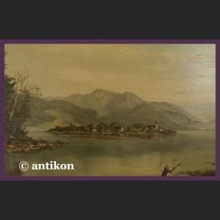 Obraz olejny na desce Widok na jezioro Obraz olejny na desce Widok na jezioro