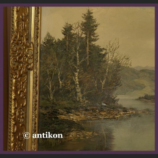 Obraz olejny na desce Widok na jezioro Obraz olejny na desce Widok na jezioro