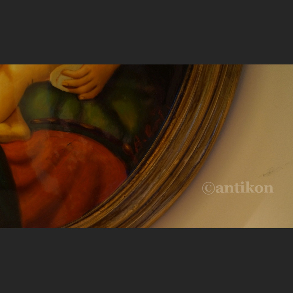 Obraz Madonna z Jezusem na owalnym medalionie 