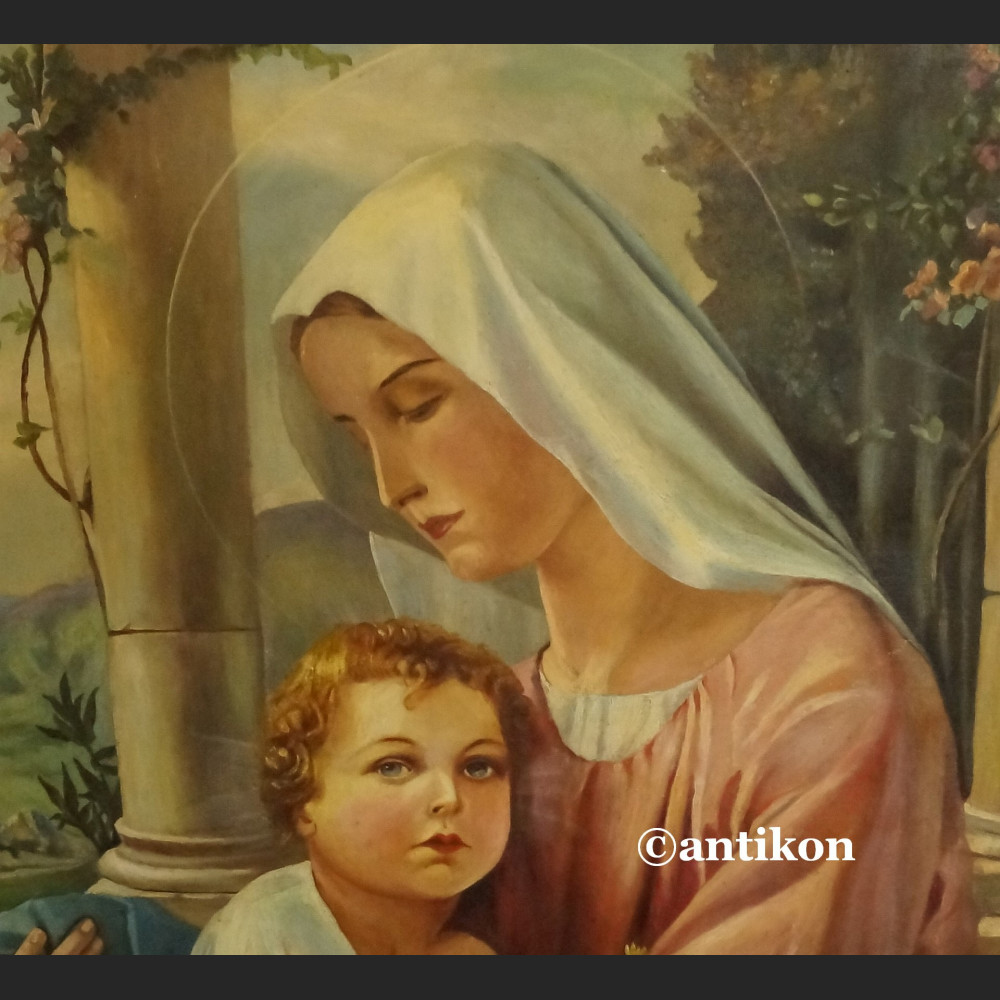 Madonna z dzieciątkiem stary obraz religijny 