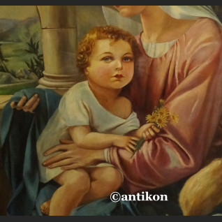 Madonna z dzieciątkiem stary obraz religijny 