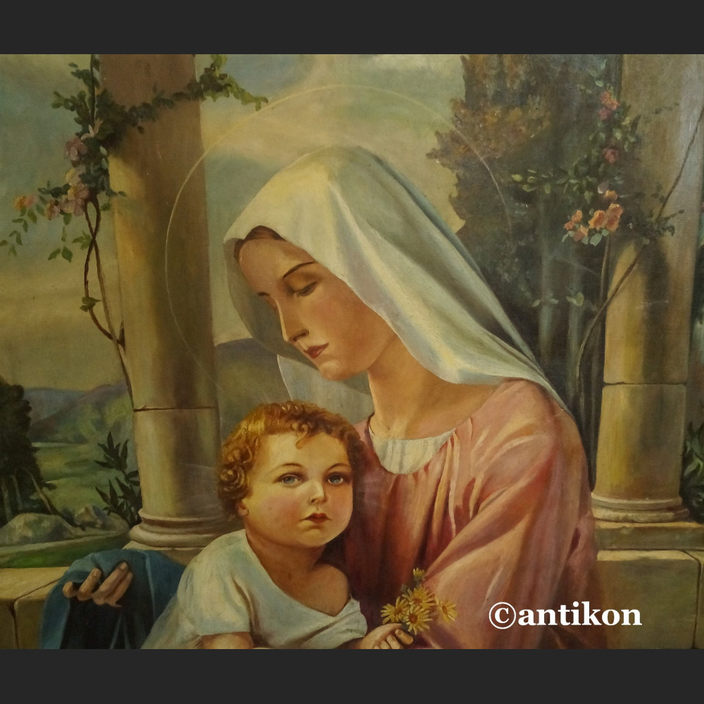 Madonna z dzieciątkiem stary obraz religijny 