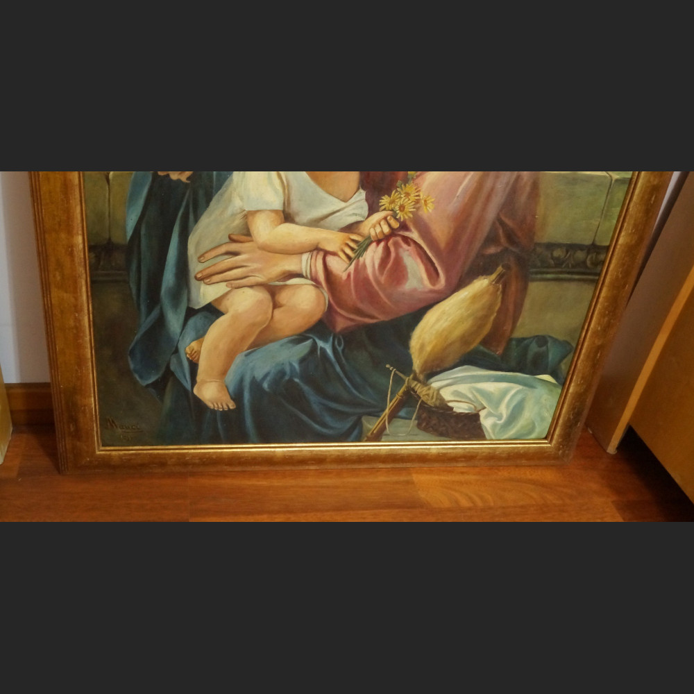 Madonna z dzieciątkiem stary obraz religijny 