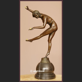 DUŻA RZEŹBA FRANCUSKI AKT PRZEPIĘKNA GIMNASTYCZKA BRĄZ