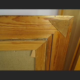 Pejzaż brzeg jeziora o zachodzie słońca malarstwo olejne 