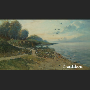 Pejzaż brzeg jeziora duży do salonu 