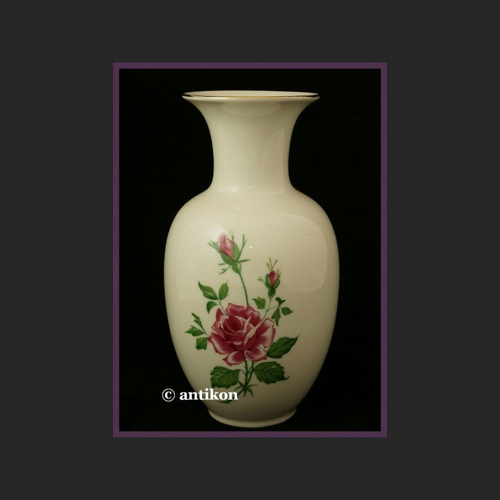 ŚLICZNY DUŻY PORCELANOWY WAZON Z RÓŻAMI ŚLICZNY DUŻY PORCELANOWY WAZON Z RÓŻAMI