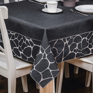 Obrus nowoczesny grafitowy z haftem 130 x 180 na większy stół Obrus nowoczesny grafitowy z haftem 130 x 180 na większy stół