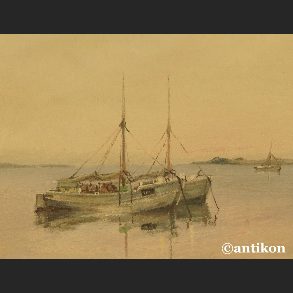 Pejzaż z łodziami malarstwo olejne Pejzaż z łodziami malarstwo olejne