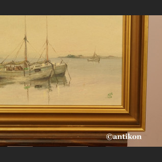 Pejzaż z łodziami malarstwo olejne Pejzaż z łodziami malarstwo olejne