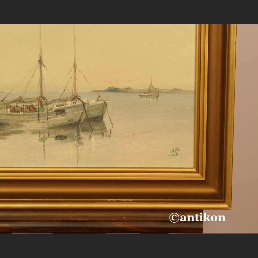 Pejzaż z łodziami malarstwo olejne Pejzaż z łodziami malarstwo olejne