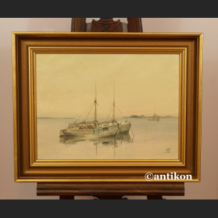 Pejzaż z łodziami malarstwo olejne Pejzaż z łodziami malarstwo olejne