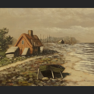 Wiejski pejzaż nadmorski olej na płótnie malarstwo 