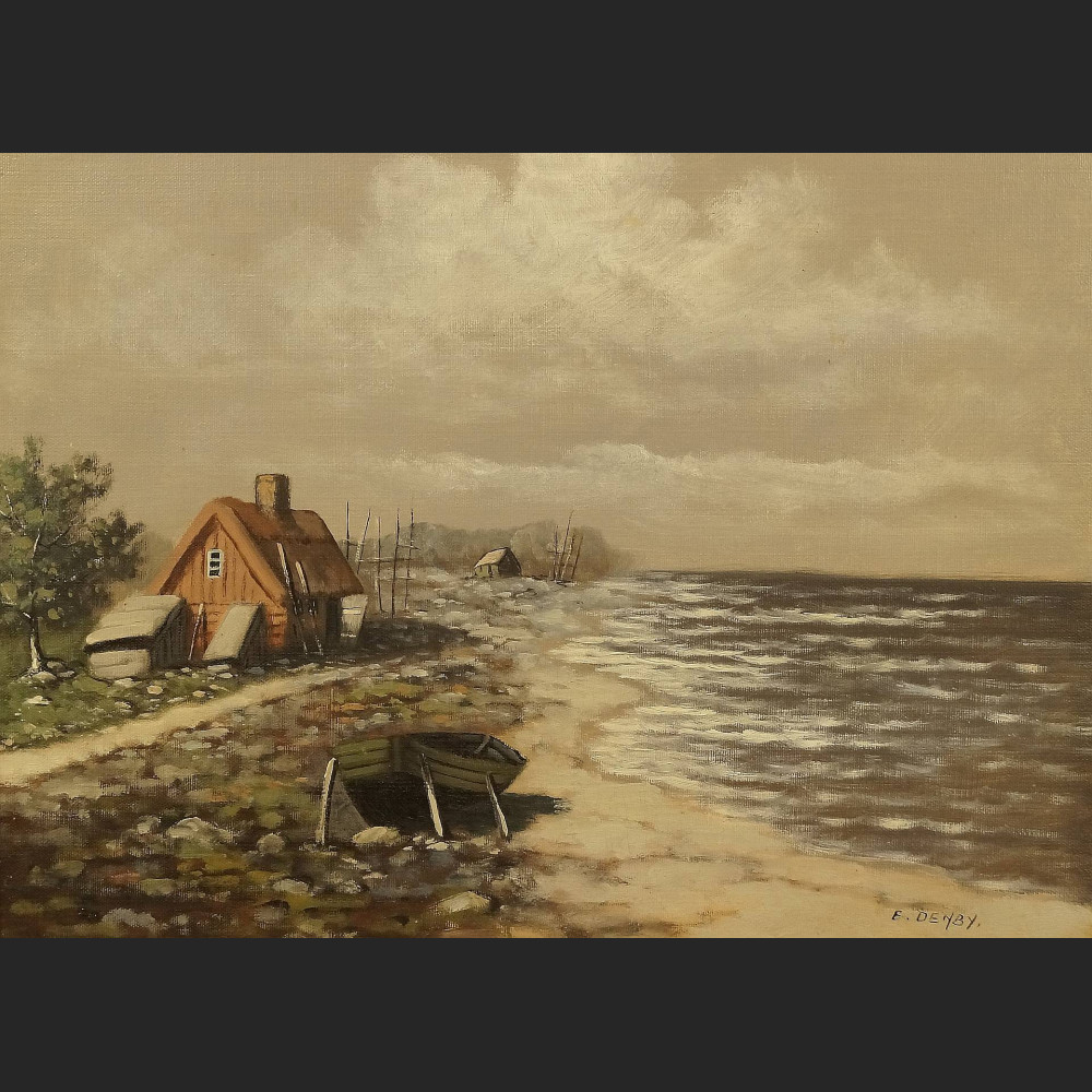 Wiejski pejzaż nadmorski olej na płótnie malarstwo 