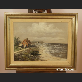 Wiejski pejzaż nadmorski olej na płótnie malarstwo 