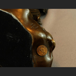 Secesyjna patera z nimfą prawdziwy brąz 