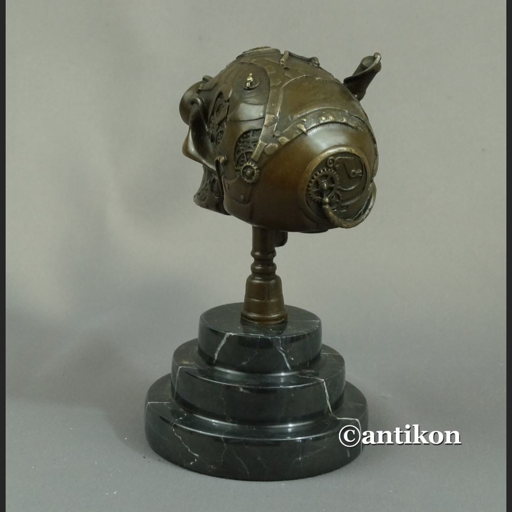 Steampunk Czaszka z brązu Figurka 