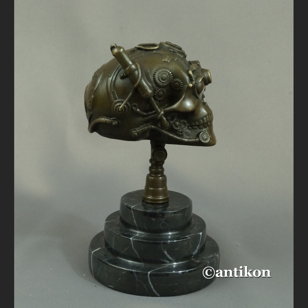 Steampunk Czaszka z brązu Figurka 
