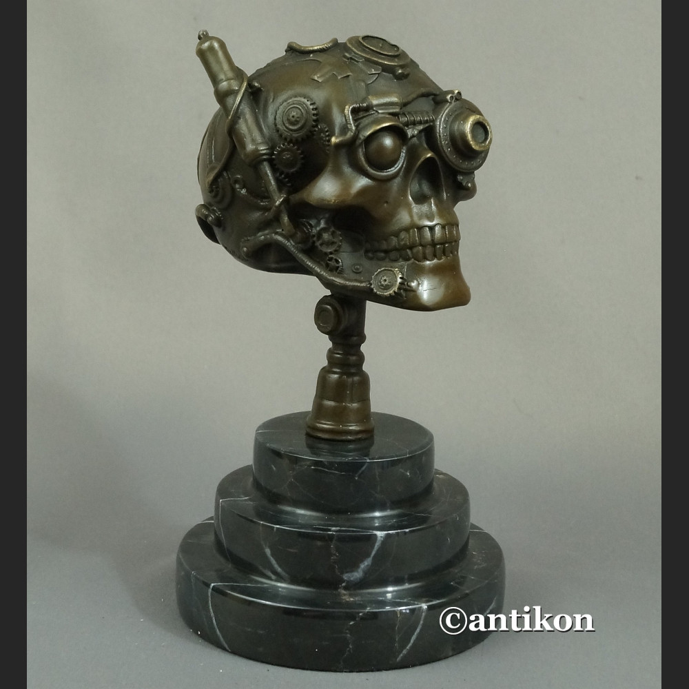 Steampunk Czaszka z brązu Figurka 