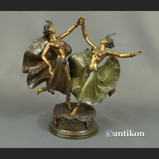 Para tancerek rzeźba kobiet w stroju wschodnim złocona 