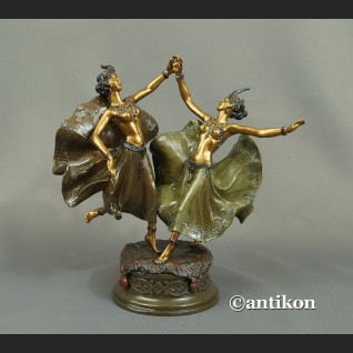 Para tancerek rzeźba kobiet w stroju wschodnim złocona 