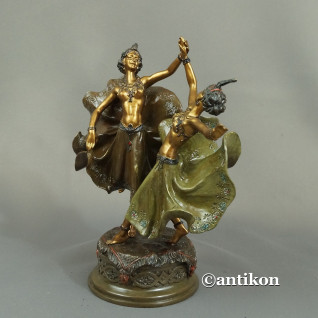 Para tancerek rzeźba kobiet w stroju wschodnim złocona 