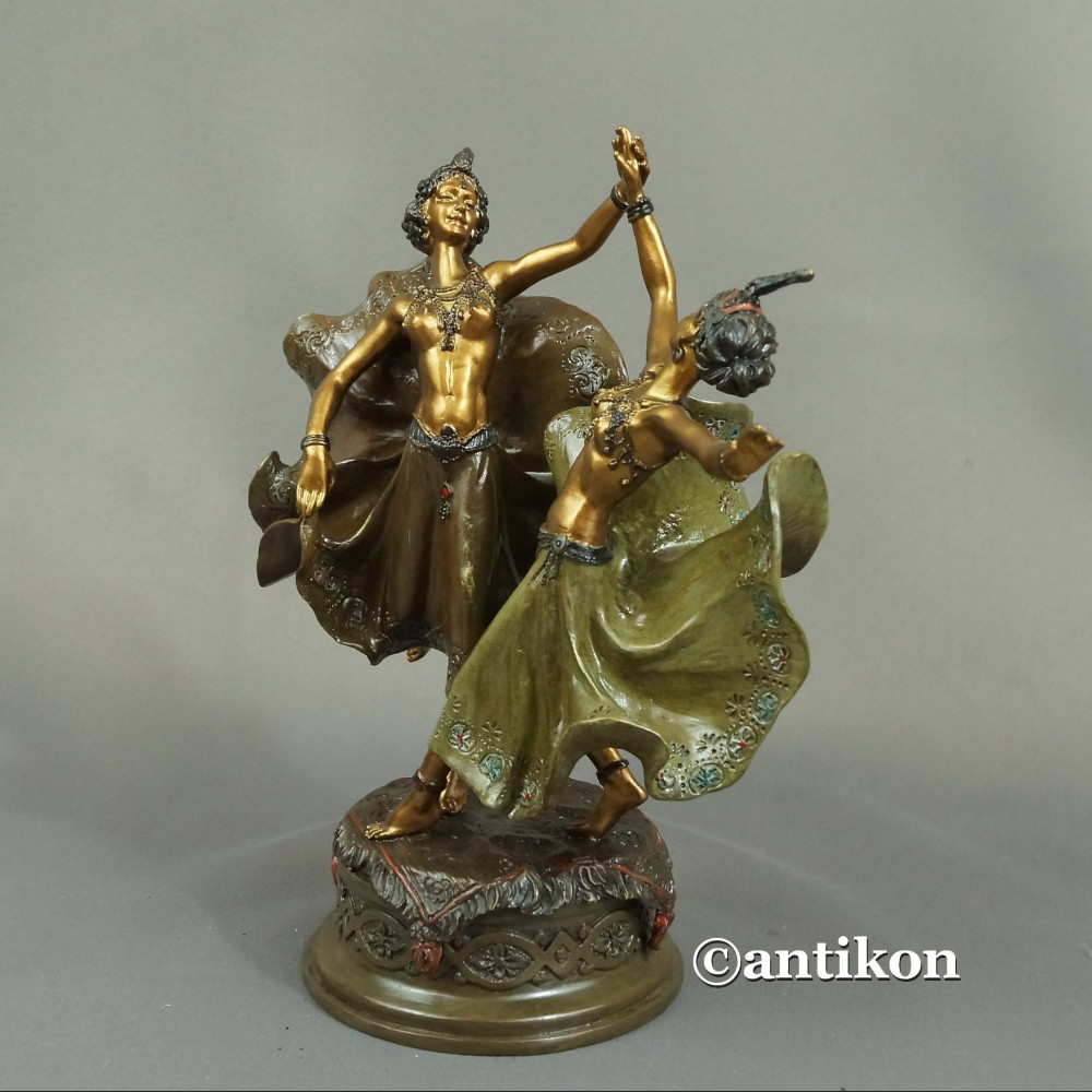 Para tancerek rzeźba kobiet w stroju wschodnim złocona 