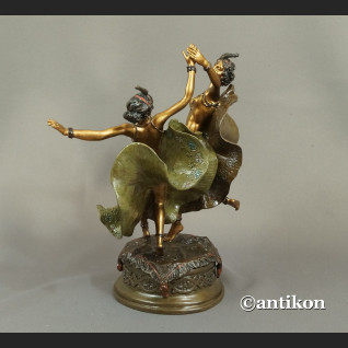 Para tancerek rzeźba kobiet w stroju wschodnim złocona 