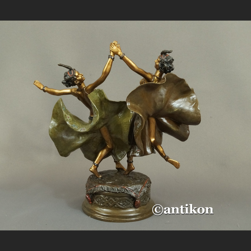 Para tancerek rzeźba kobiet w stroju wschodnim złocona 