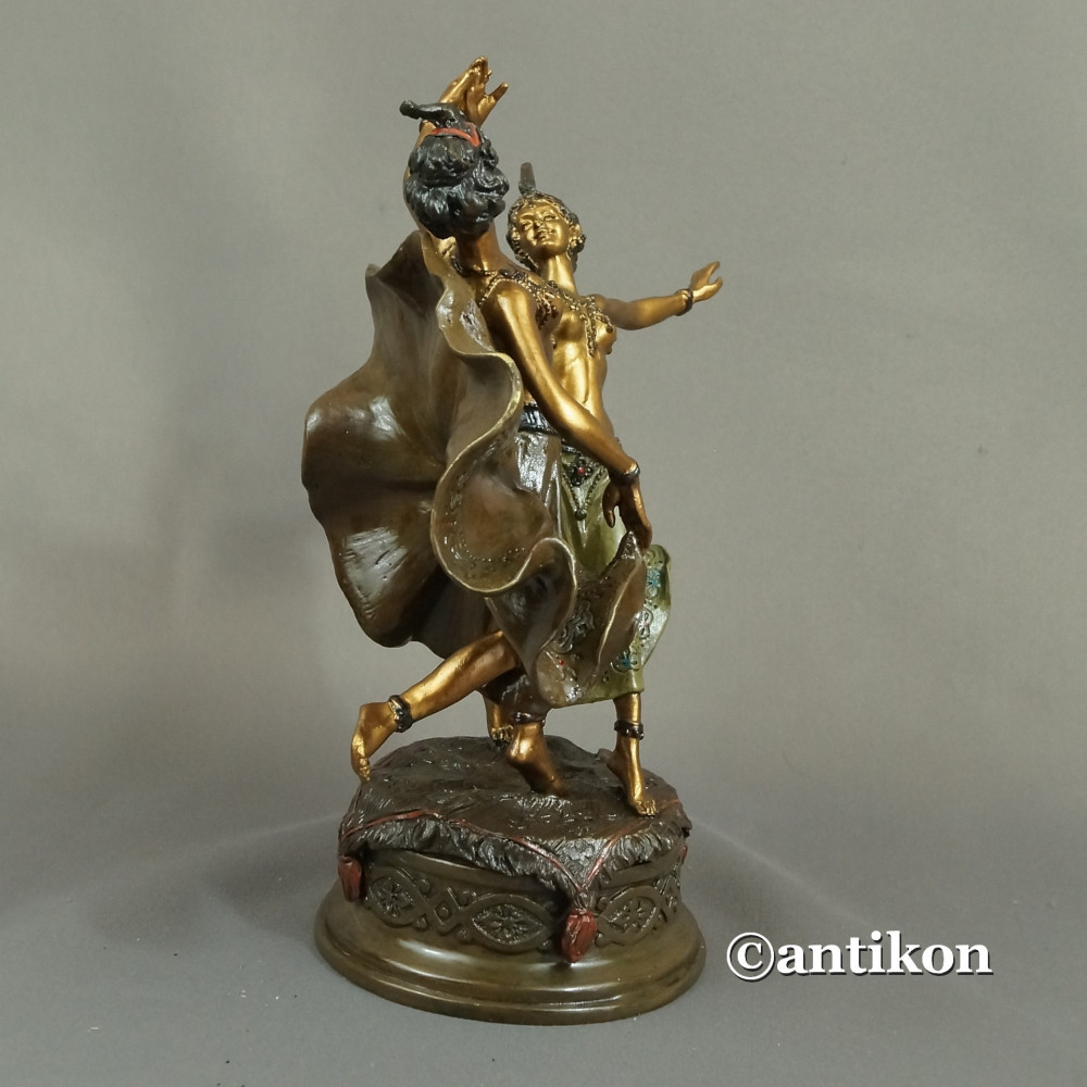 Para tancerek rzeźba kobiet w stroju wschodnim złocona 