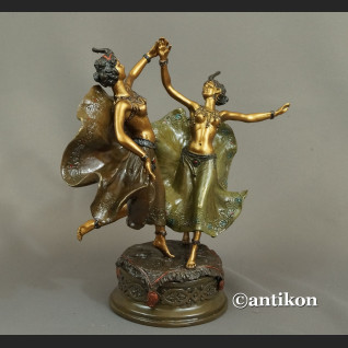 Para tancerek rzeźba kobiet w stroju wschodnim złocona 