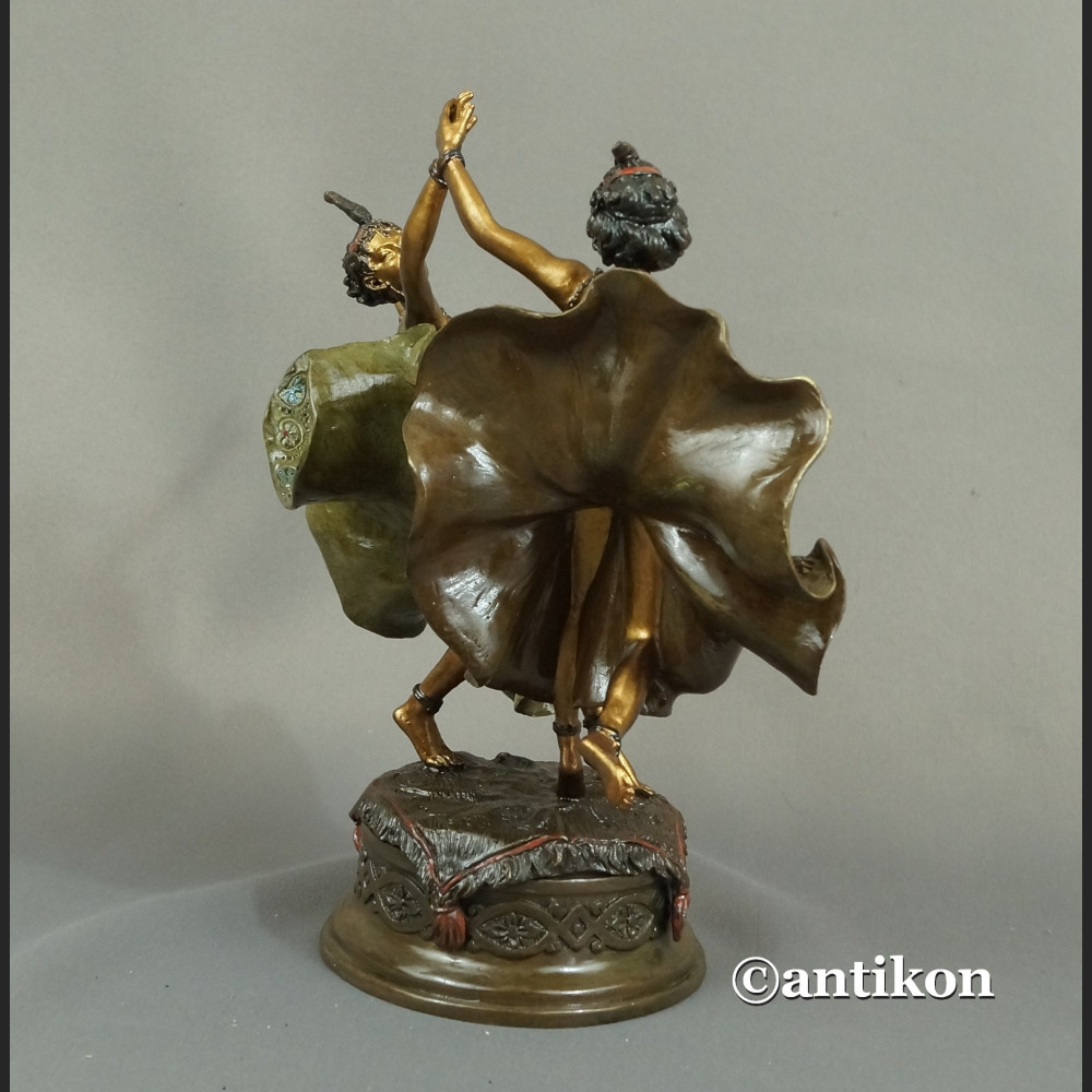 Para tancerek rzeźba kobiet w stroju wschodnim złocona 