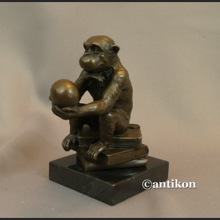 Małpa z czaszką  myśliciel Darwinizm rzeźba  Małpa z czaszką  myśliciel Darwinizm rzeźba