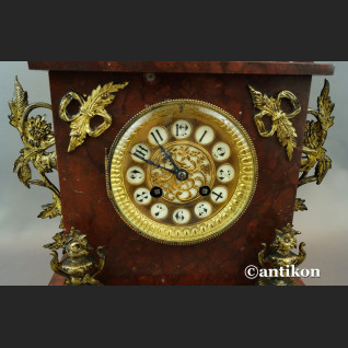 Zegar francuski z bordowego marmuru Mougin XIX w antyki Zegar francuski z bordowego marmuru Mougin XIX w antyki