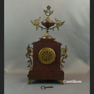 Zegar francuski z bordowego marmuru Mougin XIX w antyki Zegar francuski z bordowego marmuru Mougin XIX w antyki