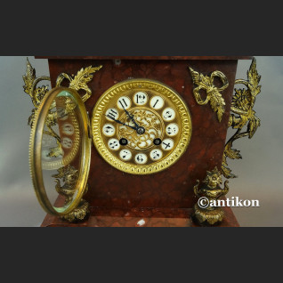 Zegar francuski z bordowego marmuru Mougin XIX w antyki Zegar francuski z bordowego marmuru Mougin XIX w antyki