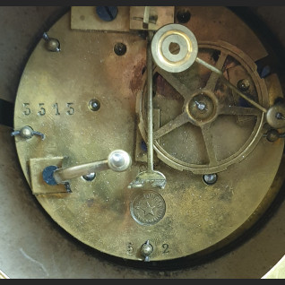 Zegar francuski z bordowego marmuru Mougin XIX w antyki Zegar francuski z bordowego marmuru Mougin XIX w antyki