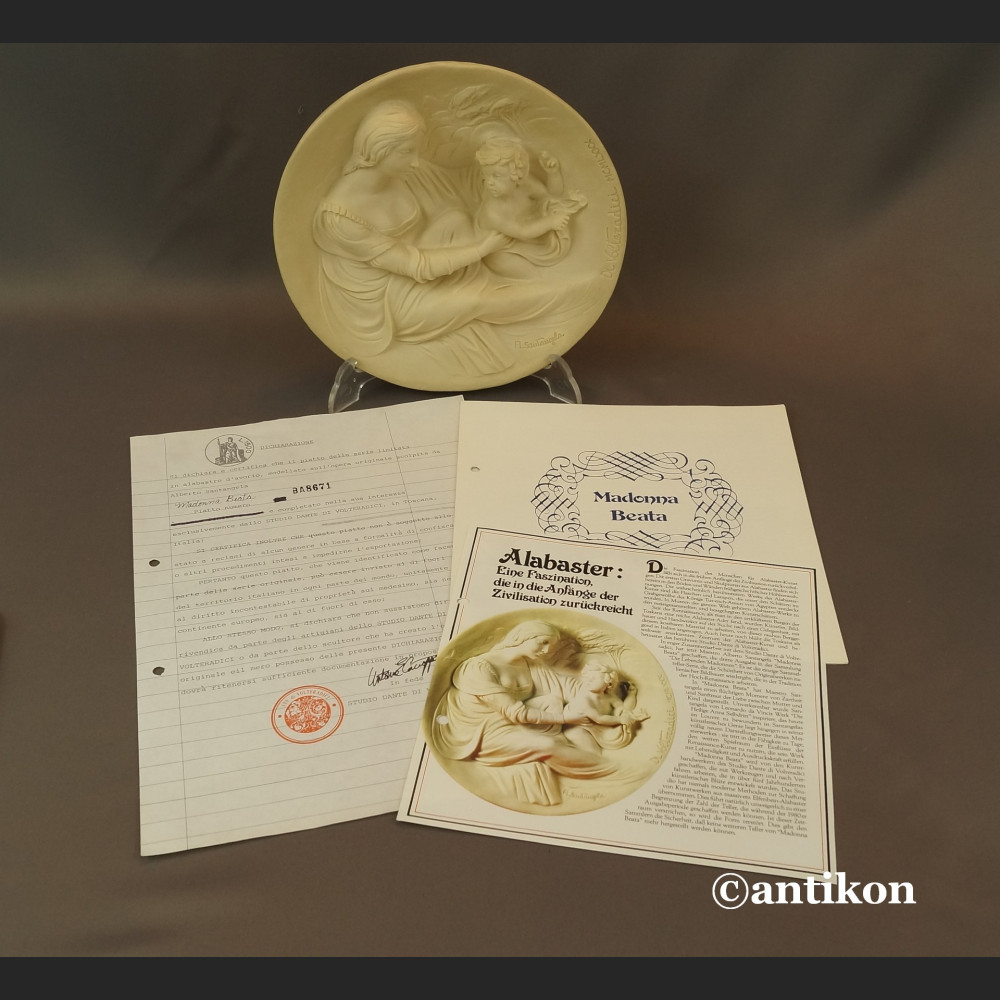 Relief  alabastrowy z Włoch Madonna Beata 