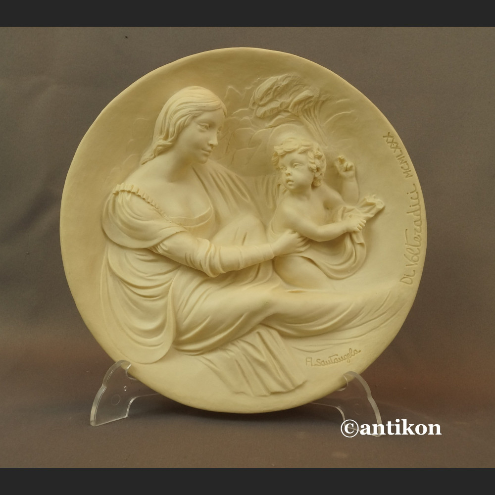 Relief  alabastrowy z Włoch Madonna Beata 