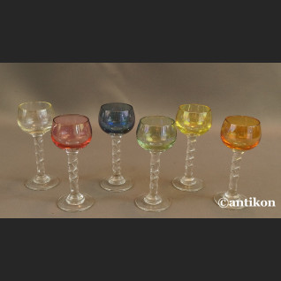 Kieliszki do likieru iryzowane luksusowy komplet stare szkło 