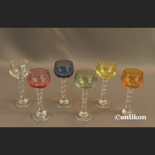 Kieliszki do likieru iryzowane luksusowy komplet stare szkło 