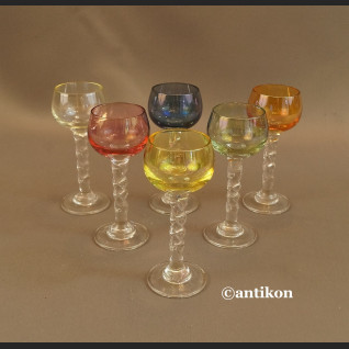 Kieliszki do likieru iryzowane luksusowy komplet stare szkło 