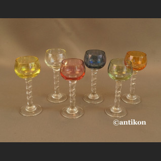 Kieliszki do likieru iryzowane luksusowy komplet stare szkło 