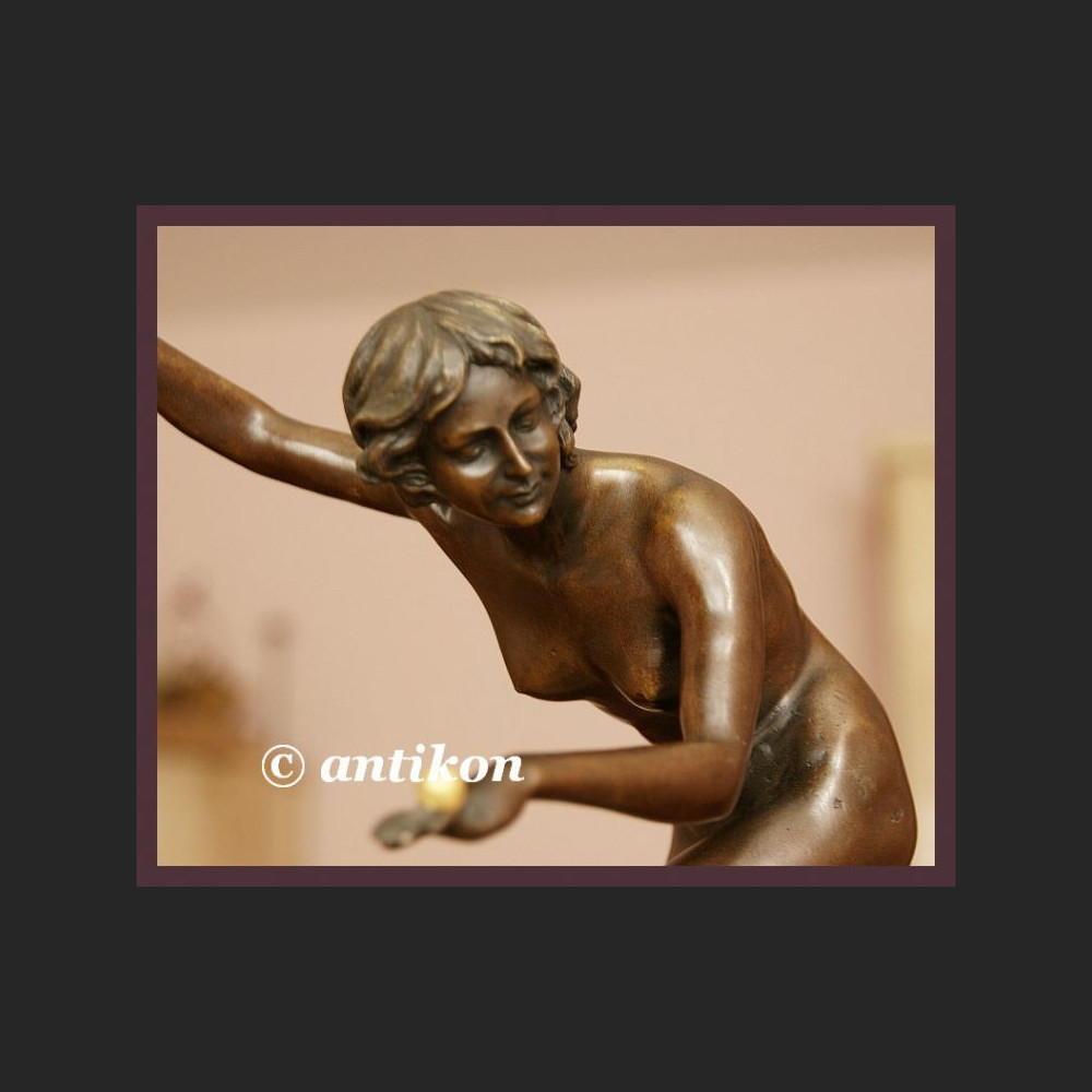 DUŻA RZEŹBA FRANCUSKI AKT PRZEPIĘKNA GIMNASTYCZKA BRĄZ