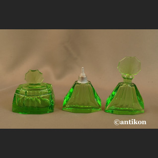 Art deco zielone szkło butelki Art deco zielone szkło butelki