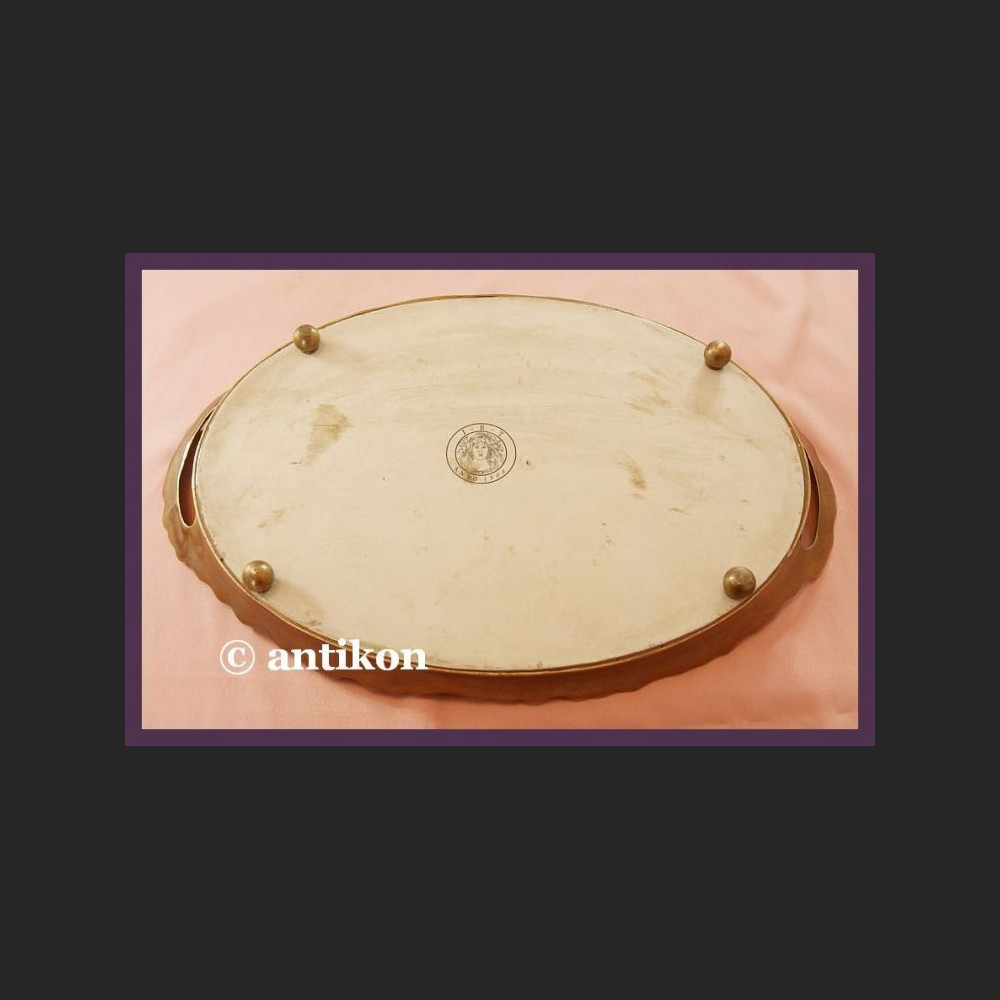 WSPANIAŁA OGROMNA TACA Z BRĄZEM SECESJA