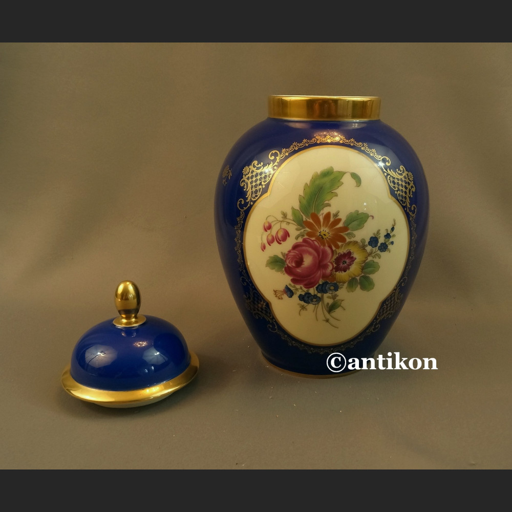 Wazon Thomas Ivory gr Rosenthal granatowa kula z pokrywą 