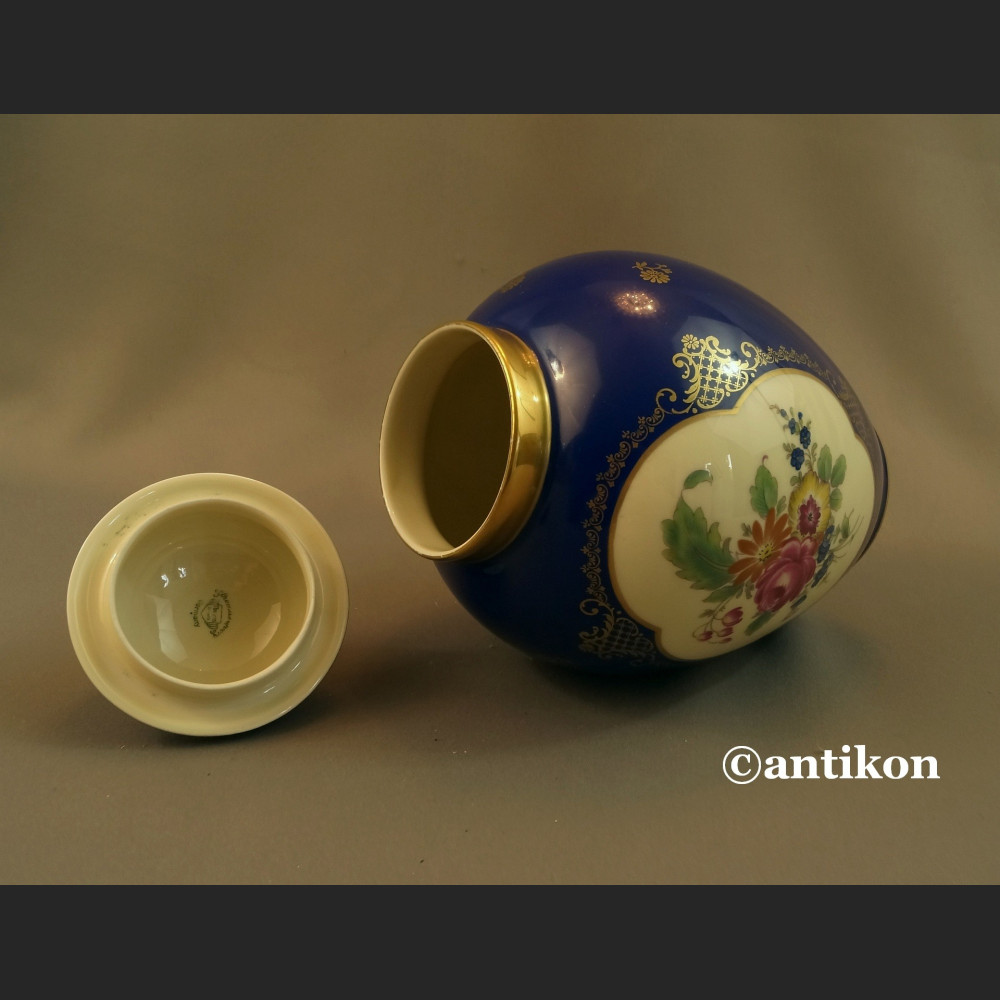 Wazon Thomas Ivory gr Rosenthal granatowa kula z pokrywą 
