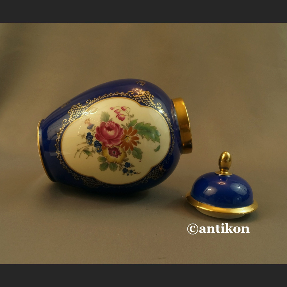 Wazon Thomas Ivory gr Rosenthal granatowa kula z pokrywą 